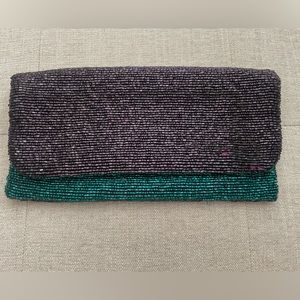 Purple & Teal Moyna Beaded Clutch Purse